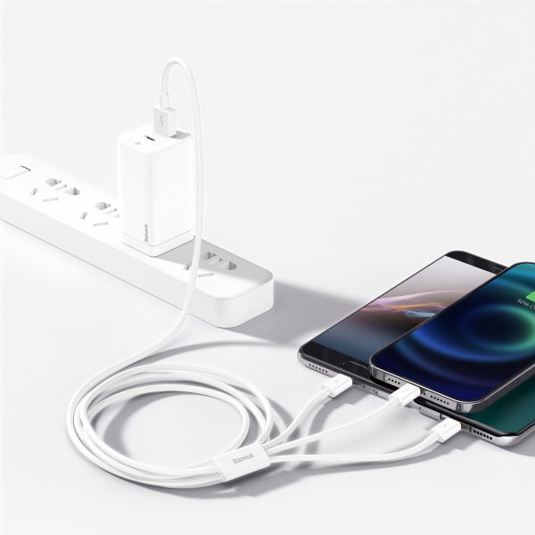 3in1 kabeļu superior sērija USB -A - USB -C / zibens / mikro USB 3,5A 1M - balts