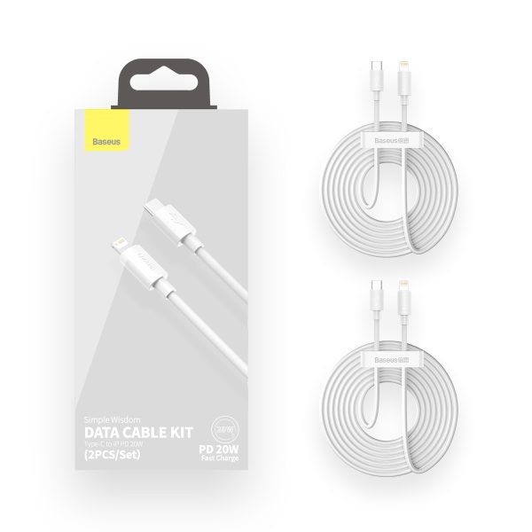 2x kabelis vienkāršs gudrības gudrība iphone zibens - USB -C 20W 1,5 m - balts