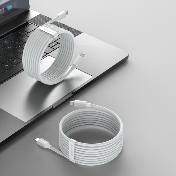 2x kabelis vienkāršs gudrības gudrība iphone zibens - USB -C 20W 1,5 m - balts