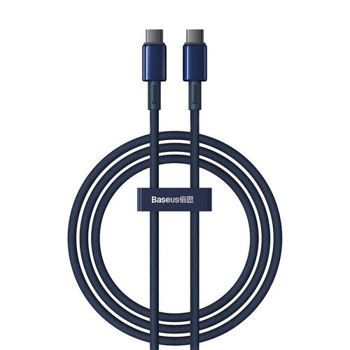 Volframa zelta USB -C kabeļa kabelis - USB -C 100W 1M - Navy Blue