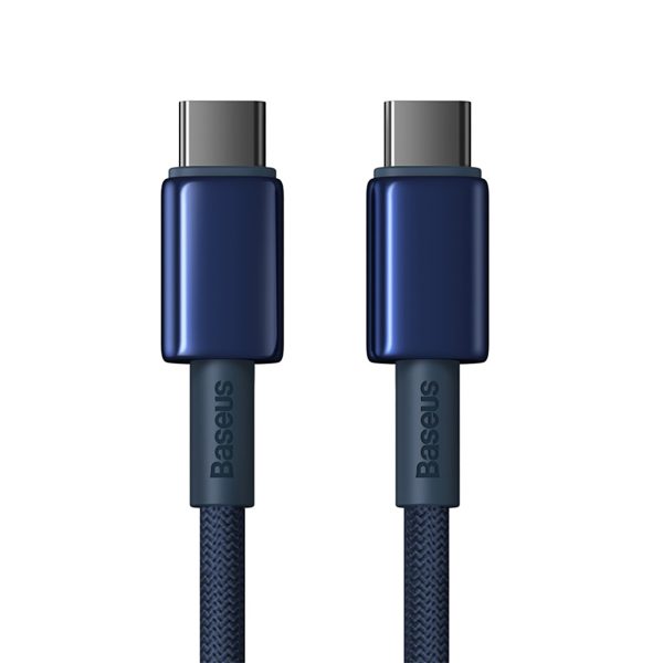 Volframa zelta USB -C kabeļa kabelis - USB -C 100W 1M - Navy Blue