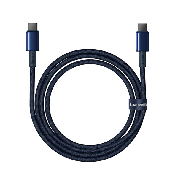 Volframa zelta USB -C kabeļa kabelis - USB -C 100W 1M - Navy Blue