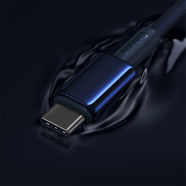 Volframa zelta USB -C kabeļa kabelis - USB -C 100W 1M - Navy Blue