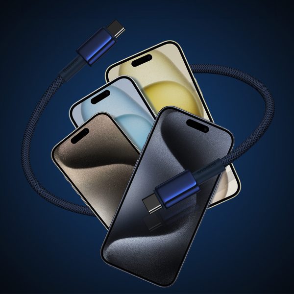 Volframa zelta USB -C kabeļa kabelis - USB -C 100W 1M - Navy Blue