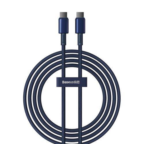 Volframa zelta USB -C kabeļa kabelis - USB -C 100W 2M - Navy Blue