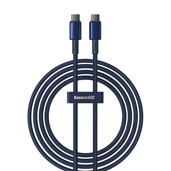 Volframa zelta USB -C kabeļa kabelis - USB -C 100W 2M - Navy Blue