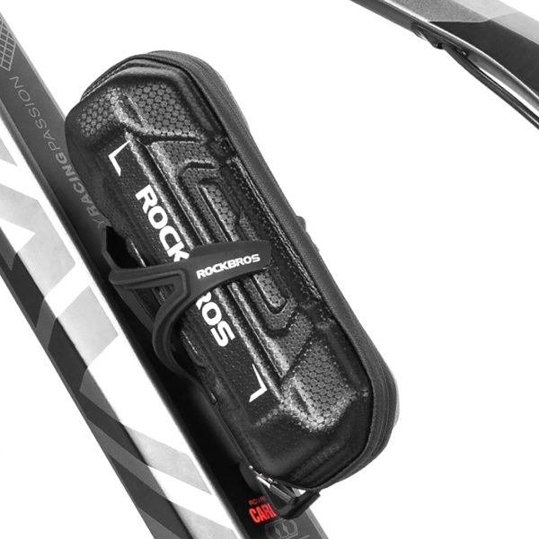 Velosipēdu soma instrumentiem, kas piestiprināti 0,65L ūdens pudeles rokturī - melns