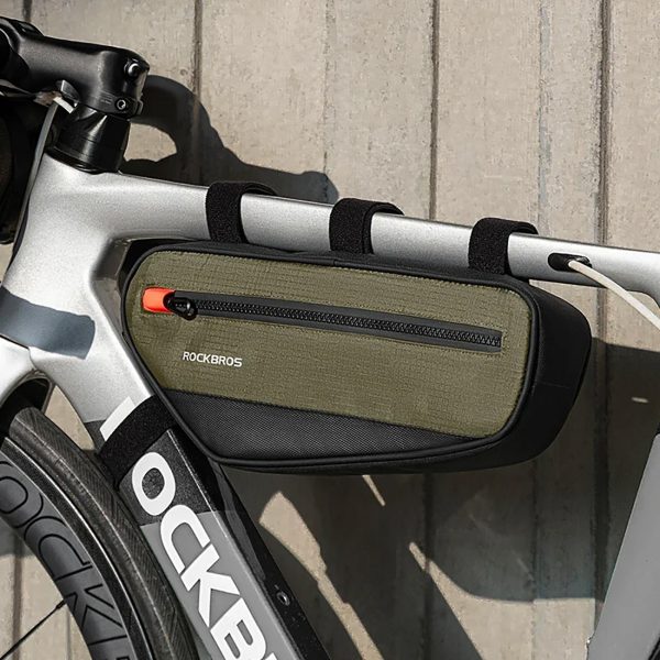 Velosipēdu soma velosipēdu rāmim ar sānu kabatu 1,7L - zaļa un melna