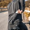 Garās slīpa riteņbraukšana t -krekls, rudens/ziema m silts -Sleeve -melns