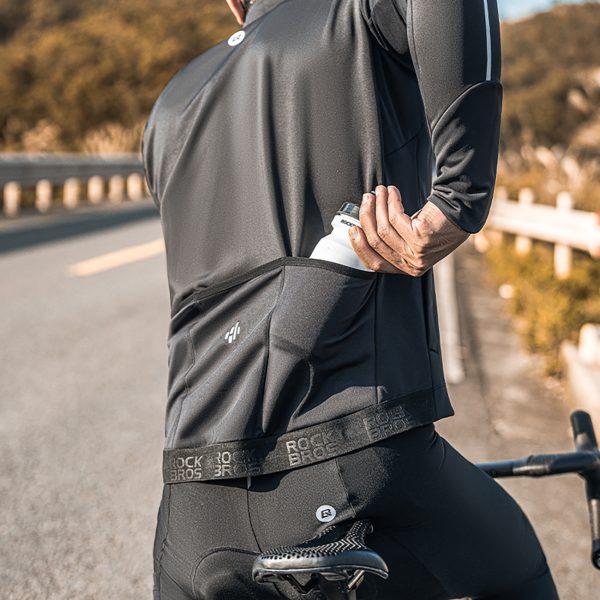 Garās slīpa riteņbraukšana t -krekls, rudens/ziema m silts -Sleeve -melns