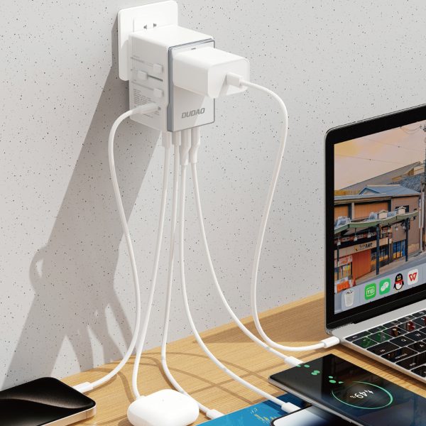 Universālais lādētāja ceļojuma adapteris ES / UK / AUS / US / JP 3X USB-C 2X USB-A-WHITE