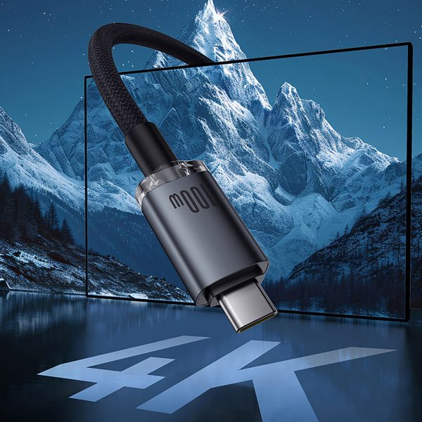 Kabeļa kabeļa kristāls spīd USB -C - USB -C USB3.2 100W 20Gbps 1,5m - melns