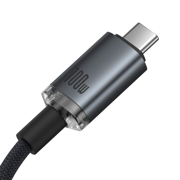 Kabeļa kabeļa kristāls spīd USB -C - USB -C USB3.2 100W 20Gbps 1,5m - melns