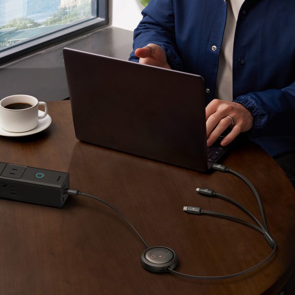 3in1 universāli izstrādāts USB -C - zibens / USB -C / Micro USB 100W 1,1m - melns