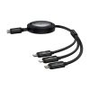 3in1 universāli izstrādāts USB -C - zibens / USB -C / Micro USB 100W 1,1m - melns