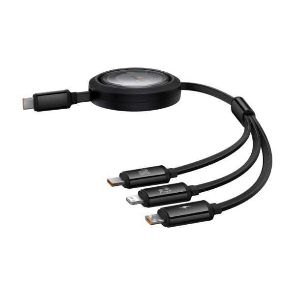 3in1 universāli izstrādāts USB -C - zibens / USB -C / Micro USB 100W 1,1m - melns