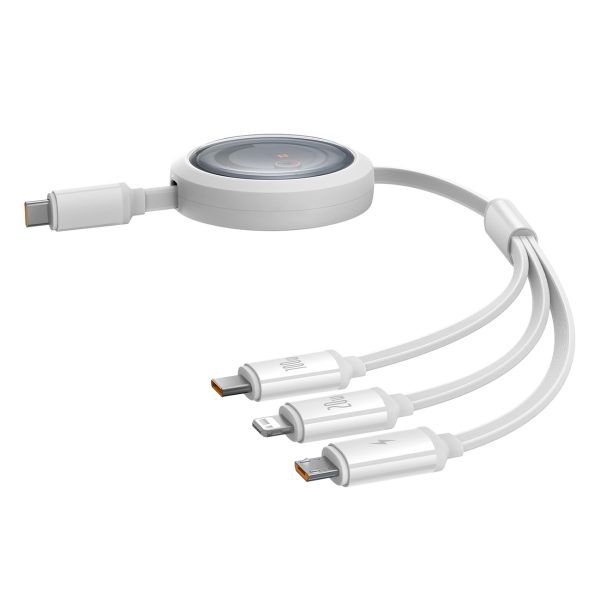 3in1 universāli izstrādāts USB -C - Lightning / USB -C / Micro USB 100W 1,1m - balts