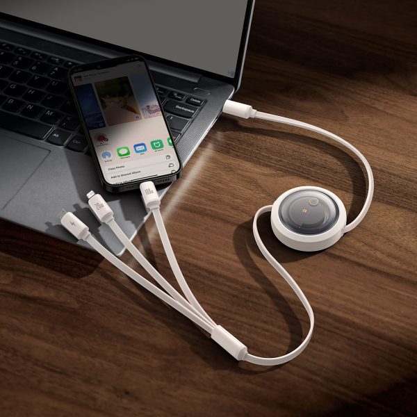 3in1 universāli izstrādāts USB -C - Lightning / USB -C / Micro USB 100W 1,1m - balts