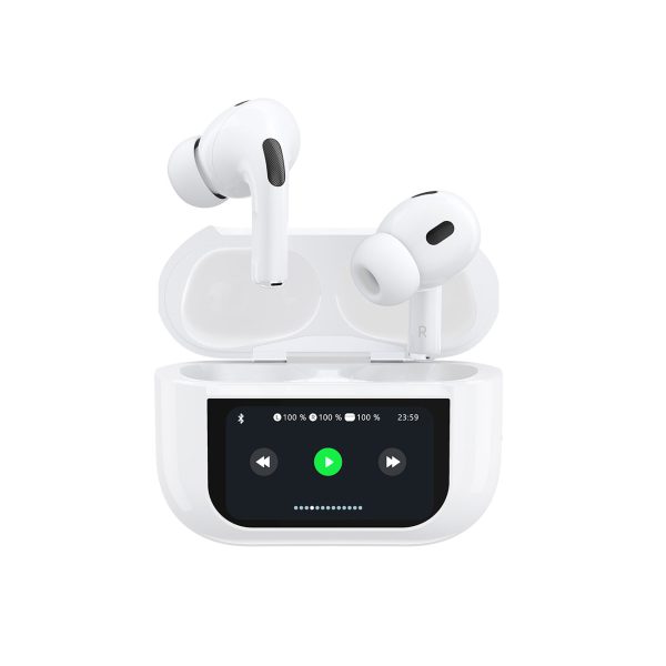 U19 austiņas TWS bezvadu Bluetooth 5.3 ar LED displeju - balts