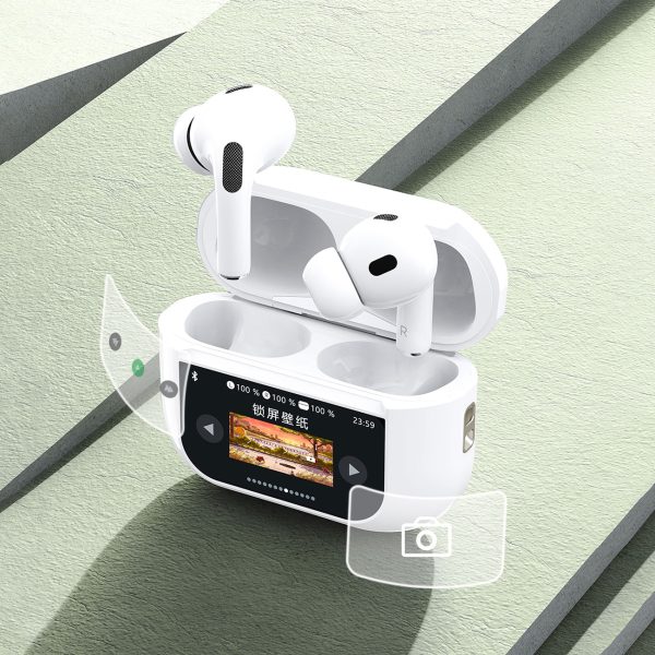 U19 austiņas TWS bezvadu Bluetooth 5.3 ar LED displeju - balts