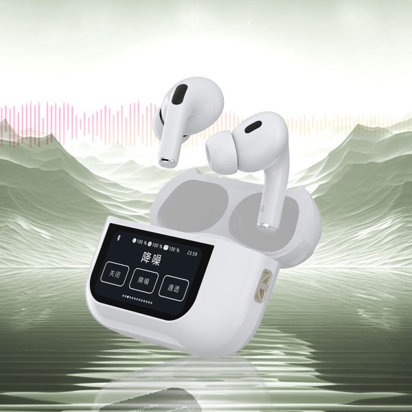 U19 austiņas TWS bezvadu Bluetooth 5.3 ar LED displeju - balts