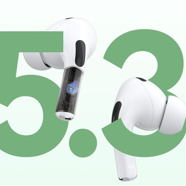 U19 austiņas TWS bezvadu Bluetooth 5.3 ar LED displeju - balts