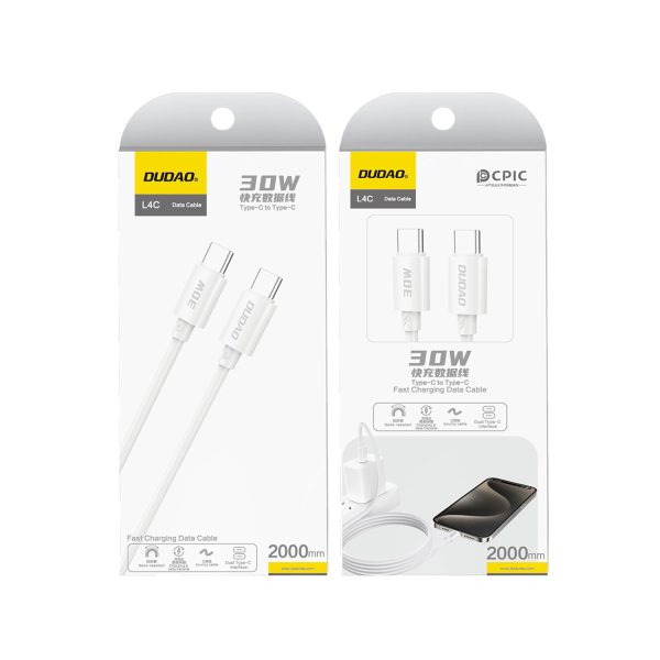 L4C USB -C kabeļa kabelis - USB -C 30W 480MB/s 2m - balts