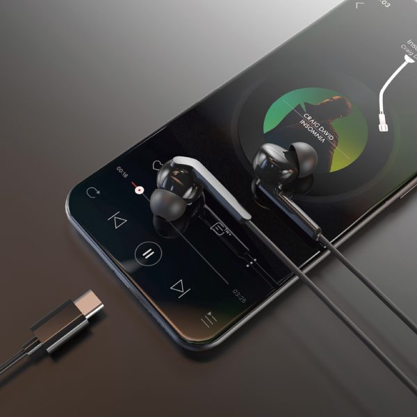 X3C austiņas+ vadu -efektīvā mikrofonā un USB -C 1,2m pilots -melns