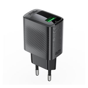 A90 GAN USB -A QC 18W tīkla lādētājs - melns