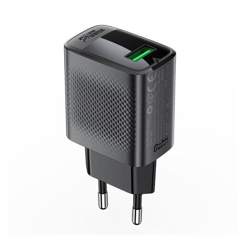 A90 GAN USB -A QC 18W tīkla lādētājs - melns