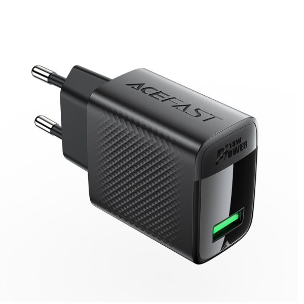 A90 GAN USB -A QC 18W tīkla lādētājs - melns