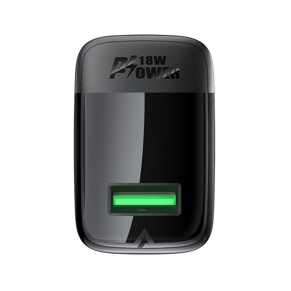 A90 GAN USB -A QC 18W tīkla lādētājs - melns