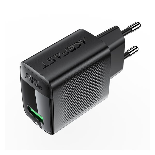 A90 GAN USB -A QC 18W tīkla lādētājs - melns