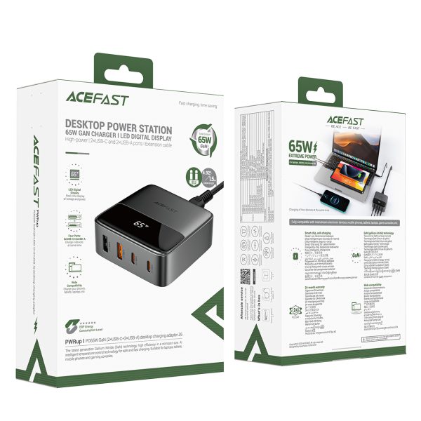 Tīkla lādētāja barošanas stacija Z6 GAN 2X USB-A 2X USB-C PD 65W-Black