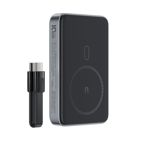 Magnētiskā PowerBank 1000mah indukcija 2x USB-C PD 30W + USB-C kabeļa-melns