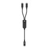 2in1 dubultā kabelis USB -C - 2x USB -C 100W 480MB/s - melns