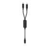 2in1 dubultā kabelis USB -C - 2x USB -C 100W 480MB/s - melns