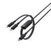 2in1 dubultā kabelis USB -C - 2x USB -C 100W 480MB/s - melns