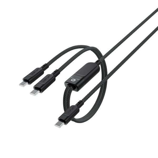 2in1 dubultā kabelis USB -C - 2x USB -C 100W 480MB/s - melns