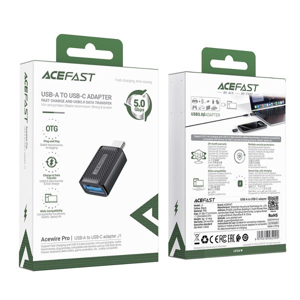 USB-A adapteris USB-C 3.0 (vīrietis) 5 GB/S-Black