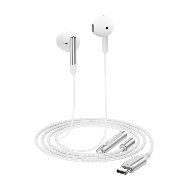 Vadu austiņas ar mikrofonu un USB -C 1,2m tālvadības pults - balts