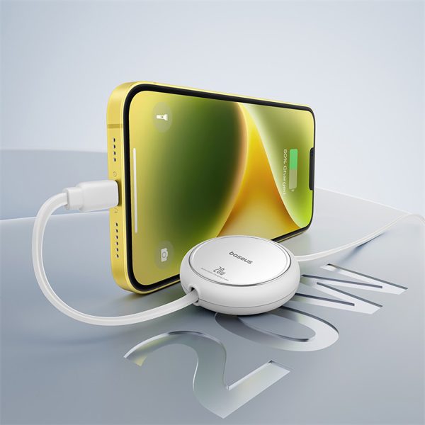 Free2Pull USB -C velmēts kabeļa kabelis - iPhone Lightning 20W 1M - balts