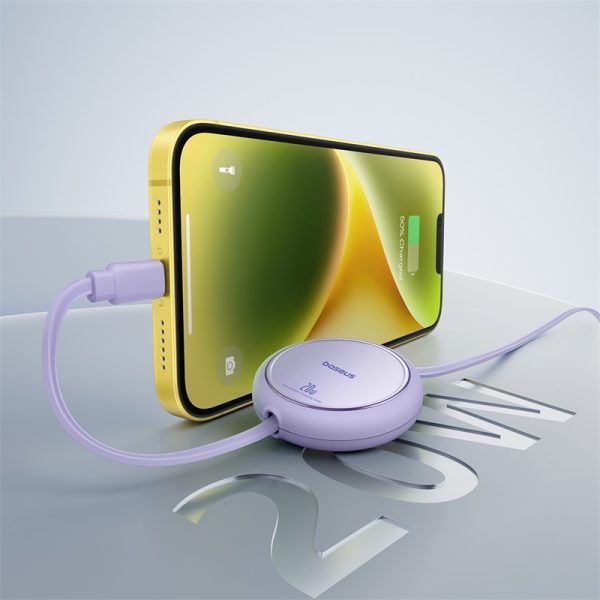 Free2Pull USB -C velmēts kabeļa kabelis - iPhone Lightning 20W 1M - Purple