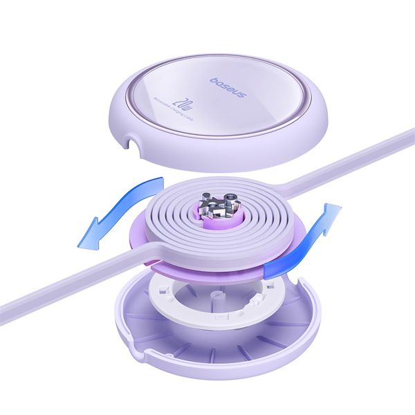 Free2Pull USB -C velmēts kabeļa kabelis - iPhone Lightning 20W 1M - Purple