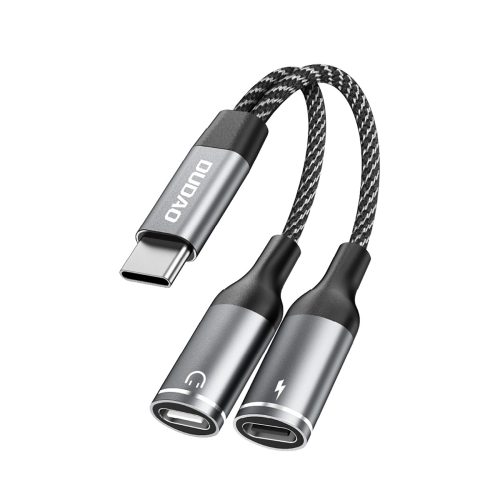 2in1 adaptera adapteris USB -C -C izplatītājs barošanas avotam un austiņām - pelēks