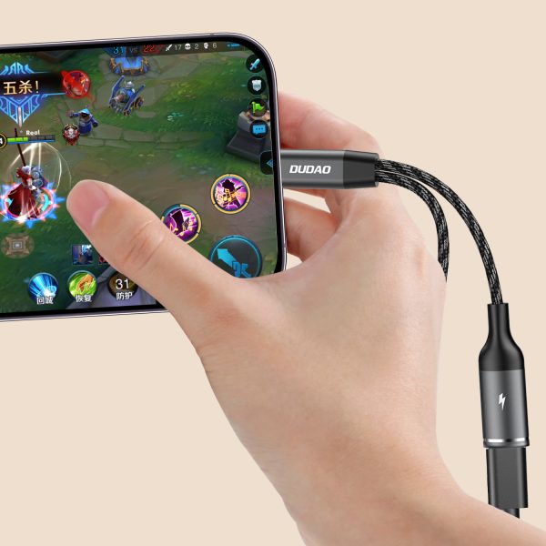 2in1 adaptera adapteris USB -C -C izplatītājs barošanas avotam un austiņām - pelēks