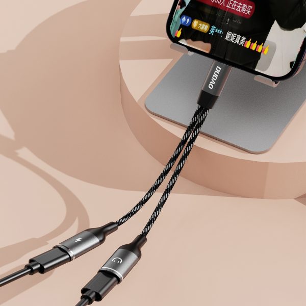 2in1 adaptera adapteris USB -C -C izplatītājs barošanas avotam un austiņām - pelēks