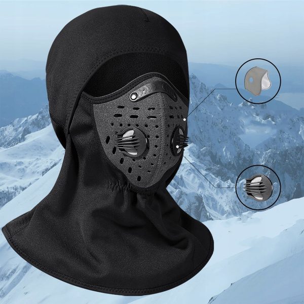 Sports Balaclava ar masku un filtrē jaunu samta velosipēdu velosipēdu slēpes pārgājienu - melns