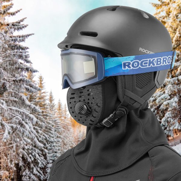 Sports Balaclava ar masku un filtrē jaunu samta velosipēdu velosipēdu slēpes pārgājienu - melns