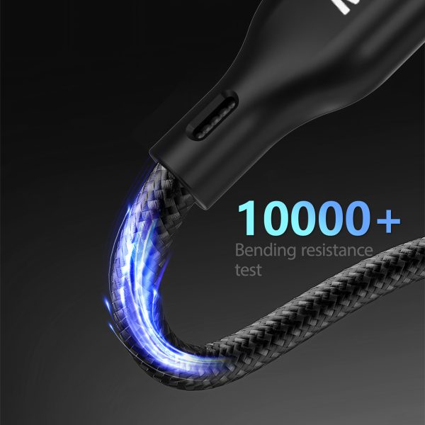 3in1 USB -C kabelis - USB -C / iPhone Lightning / Apple Watch Pd 100W 1,2m lādētājs - melns
